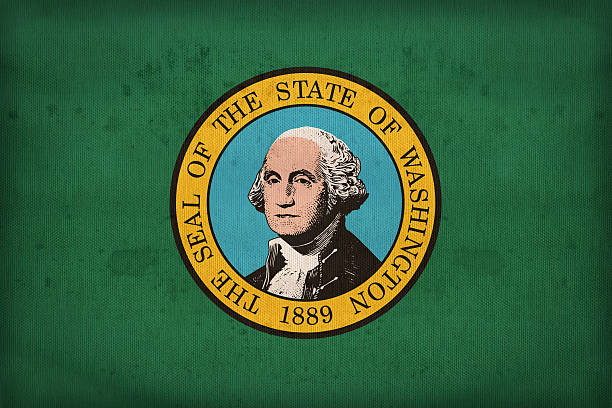 Washington flag on fabric texture,retro vintage style