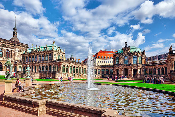 Dresden, Germany-  September 8, 2015 :  People in court Zwinger Palace (Der Dresdner Zwinger)  Art Gallery of Dresden, which was almost completely destroyed during the Second World War. Saxony, Germany.