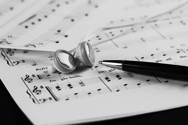 Photo of Sheet music with a number of accessories