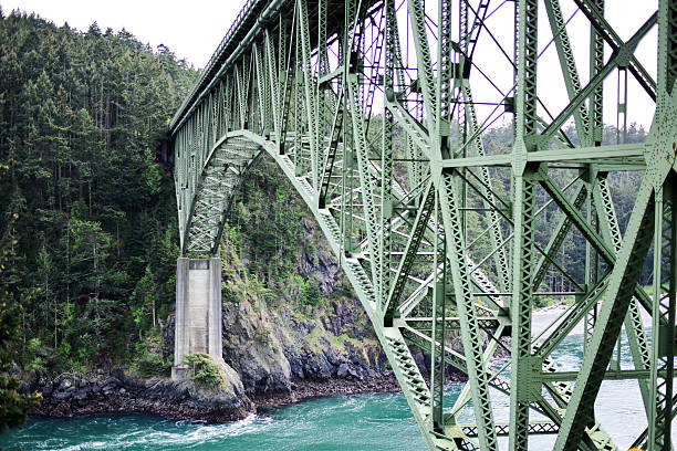istock Green Bridge Over Gushing River and Hills 501361902