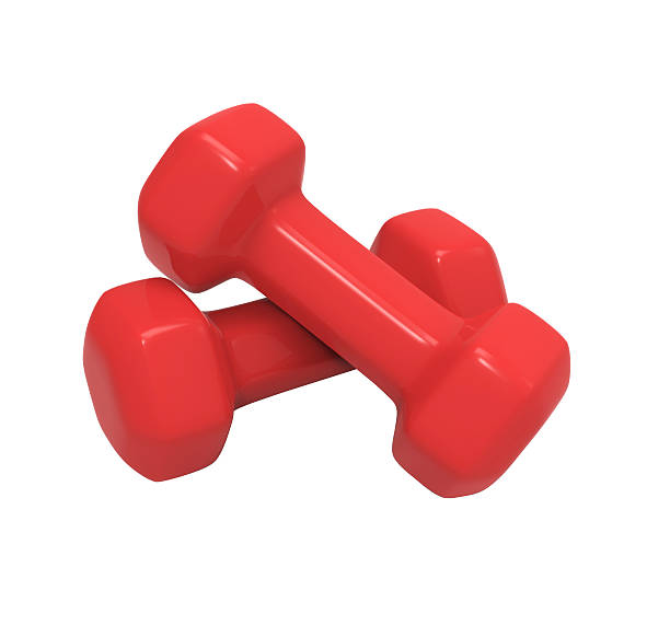 istock red dumbbell isolated on white background with clipping path 501363516