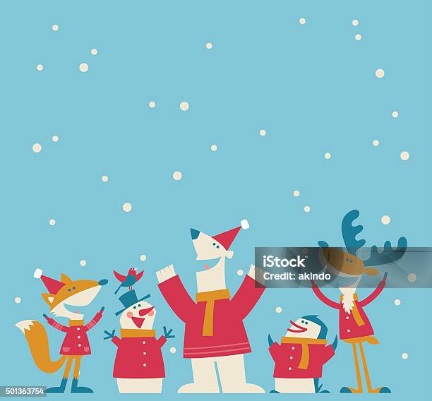 Happy Christmas Stock Illustration - Download Image Now - Christmas, Caroler, Animal