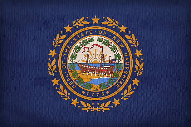 istock New Hampshire flag on fabric texture,retro vintage style 501364406