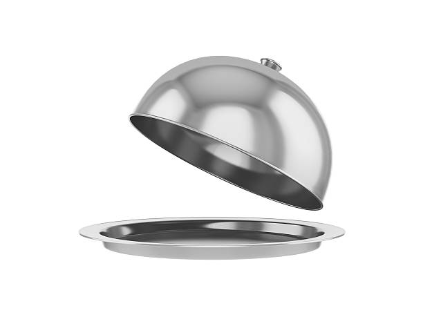 istock Restaurant cloche with open lid. 501365282