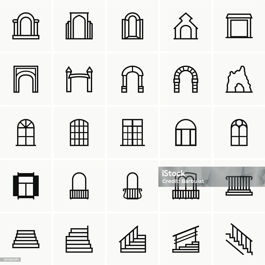 Entrances and windows This image is a vector illustration and can be scaled to any size without loss of resolution, can be variated and used for different compositions. This image is an .eps file and you will need a vector editor to use this file, such as Adobe Illustrator. Icon Symbol stock vector