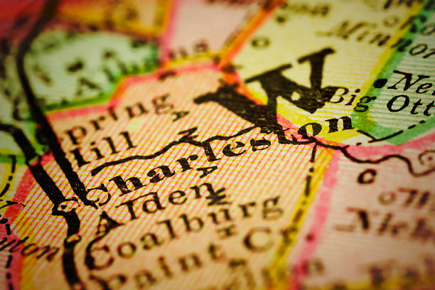 istock Charleston, West Virginia on an Antique map 501365432