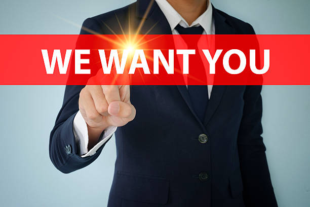istock Businessman hand touching WE WANT YOU tab on virtual screen 501365754