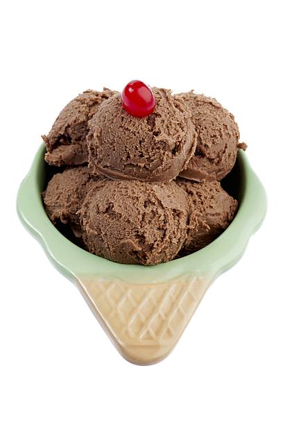 istock cone shape bowl with creamy chocolate ice cream 501366052