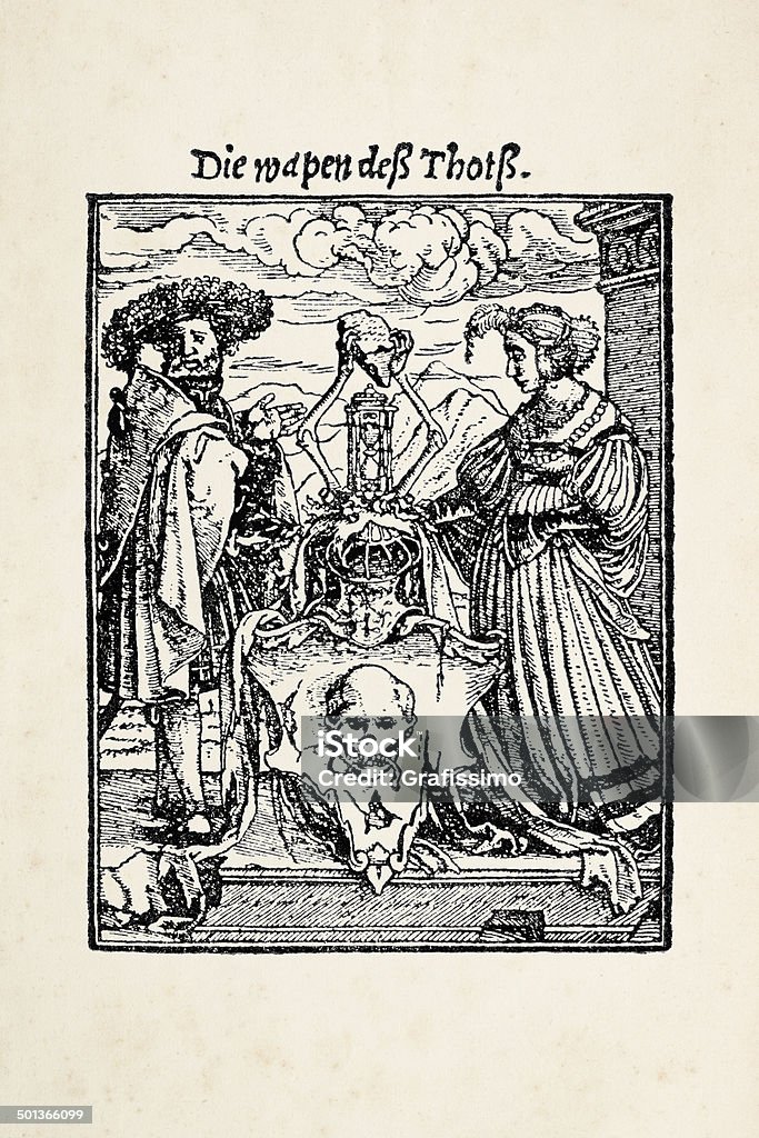 O escutcheon de dança de morte depois Holbein - Royalty-free Cartas de Tarô Ilustração de stock