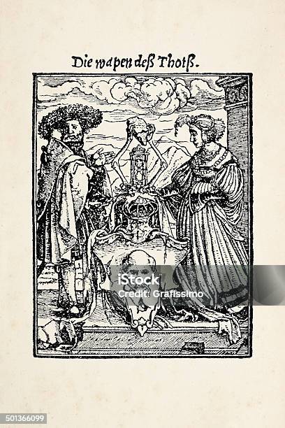 O Escutcheon De Dança De Morte Depois Holbein - Arte vetorial de stock e mais imagens de Cartas de Tarô - Cartas de Tarô, Adulto, Antiguidade