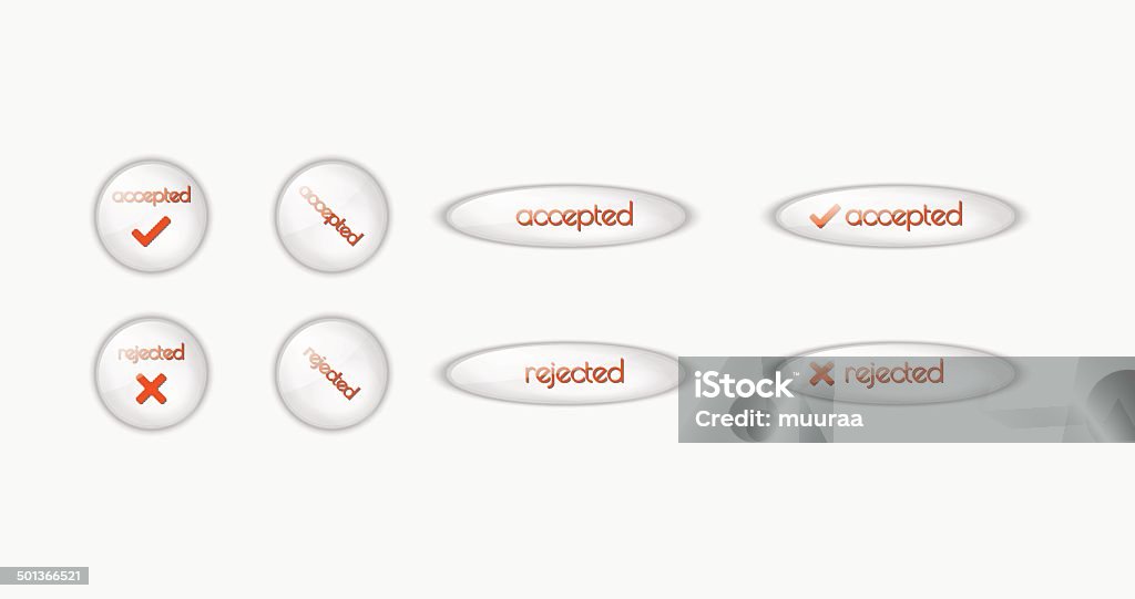 buttons with accepted and rejected text buttons with accepted and rejected text, vector Asking stock vector