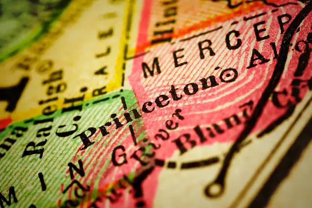Princeton, West Virginia on 1880's map. Selective focus and Canon EOS 5D Mark II with MP-E 65mm macro lens.