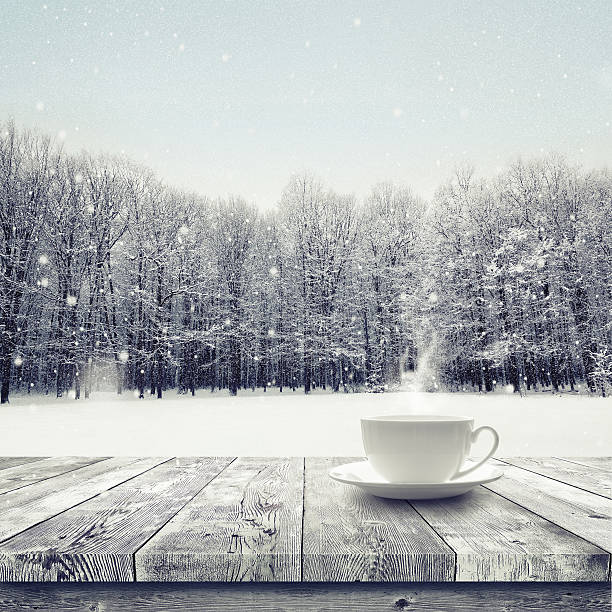 cup - cafe snow stockfoto's en -beelden