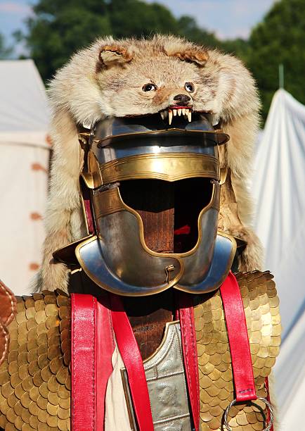 istock Roman Helmet with fur of a wolf 501367423