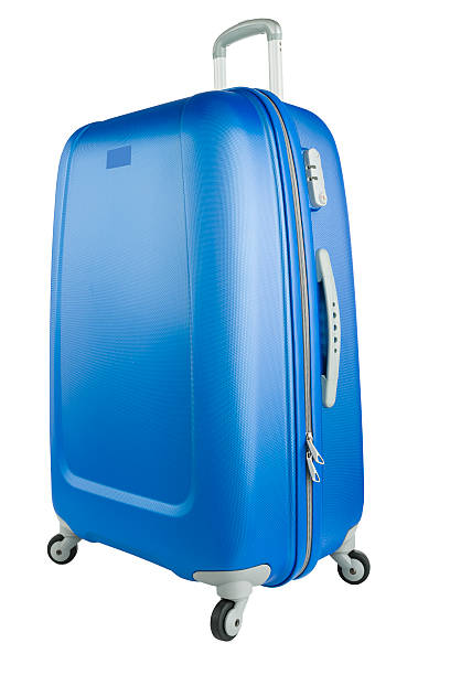istock Blue travel bag on wheels 501367823