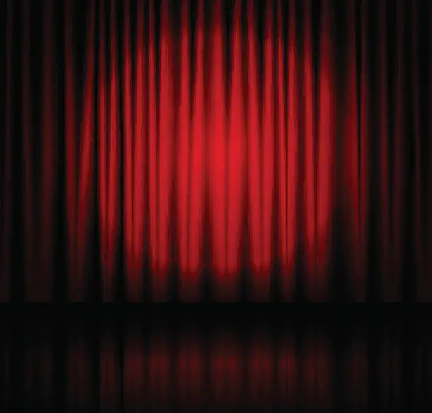 Vector illustration of Spotlight on stage curtain