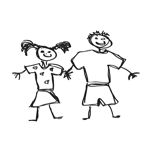 istock Simple doodle of a boy and girl 501368858