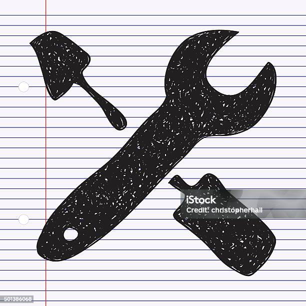 Simple Doodle Of A Screwdriver And Spanner Stock Illustration - Download Image Now - 2015, Business Finance and Industry, Construction Industry