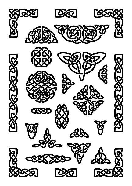 켈트 매듭 컬레션 - tied knot celtic culture cross shape cross stock illustrations