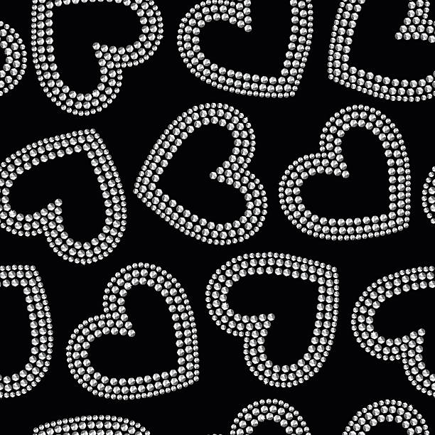silver crystal sequins heart seamless pattern - 人造珠寶 幅插畫檔、美工圖案、卡通及圖標