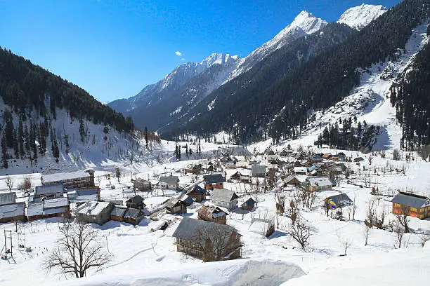 The tiny village of Aru in winter, Kashmir