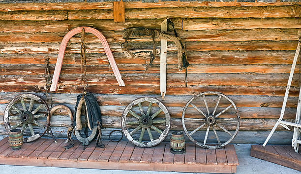 istock vintage wooden wheels and shaft 501389776