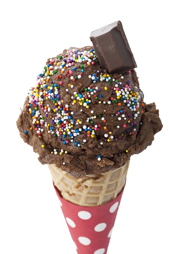 chocolate ice cream cone with sprinkles