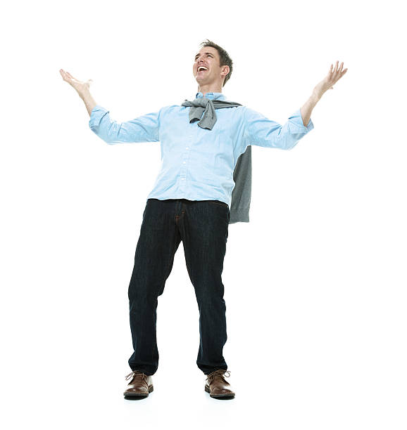 istock Cheerful hipster laughing with arms outstretched 501392178