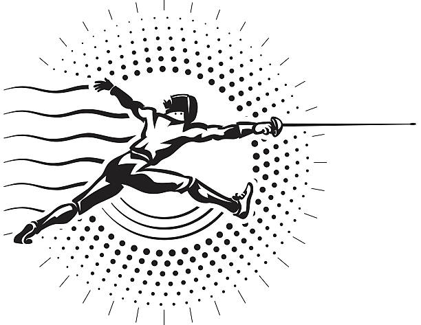 Fencer with epee Fencer with epee. Illustration in the engraving style fencing sport stock illustrations