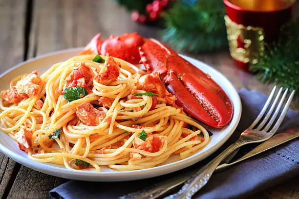 Spaghetti all'astice or Lobster spaghetti for Christmas