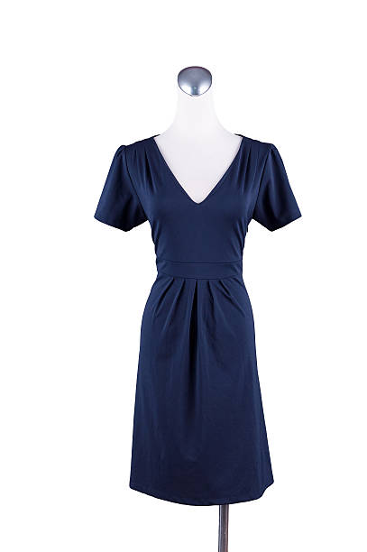 istock Womens beautiful deep blue dress on mannequin on white background 501396594