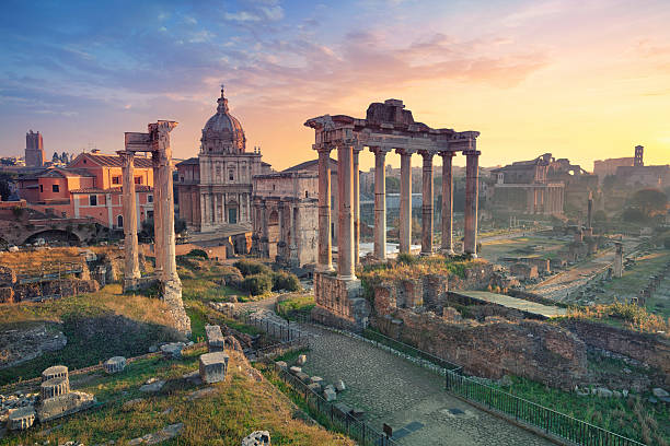 Roman Forum. Image of Roman Forum in Rome, Italy during sunrise. monument stock pictures, royalty-free photos & images