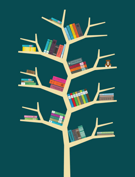 ilustrações, clipart, desenhos animados e ícones de livros na estante, vetor - bookstore library book bookshelf