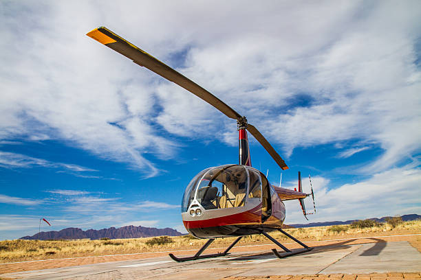 istock Helicopter Station In Namibian Savannah 501420580