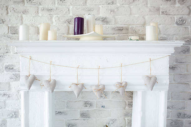 istock Handmade textile  white  hearts  hanging on a cord 501421258