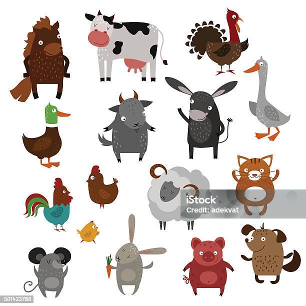 Ilustración de Vector De Dibujos Animados De Animales De Granja Animales y  más Vectores Libres de Derechos de Ganado - Animal doméstico - iStock