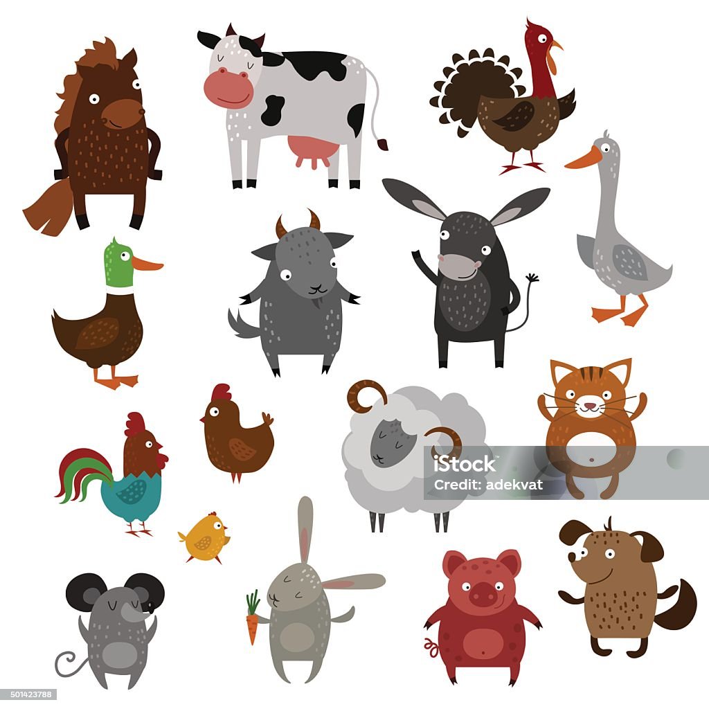 Vecteur de dessin animé animaux de ferme animaux de compagnie - clipart vectoriel de Faune libre de droits