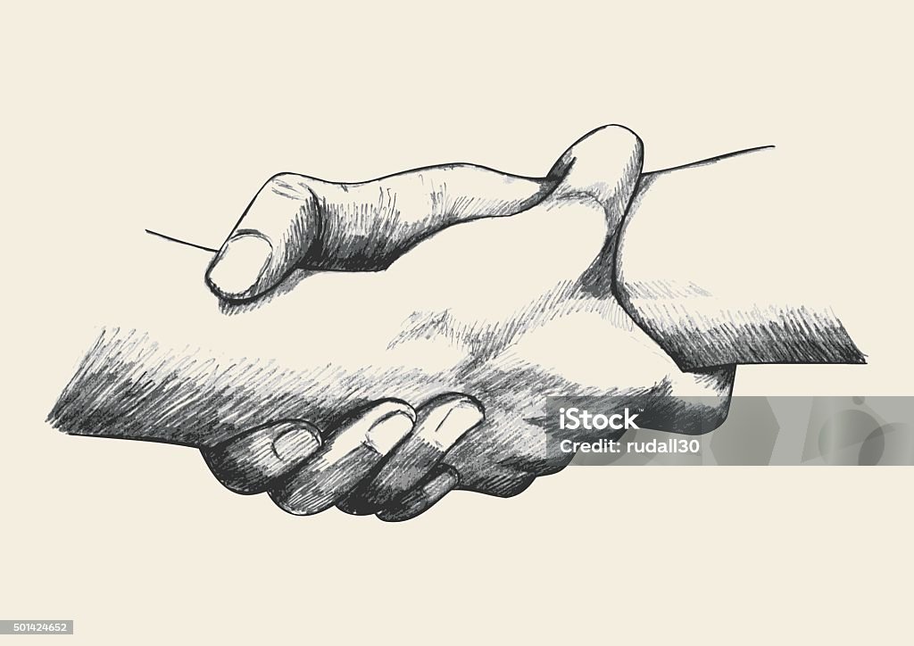 Team Up Sketch illustration of two hands holding each other strongly, team up, friendship concept Support stock vector