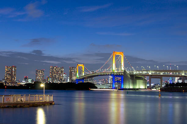 istock Tokyo Rainbow bridge over bay waters at dusk 501427380