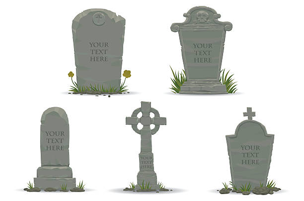 satz von tombstones - grabmal stock-grafiken, -clipart, -cartoons und -symbole