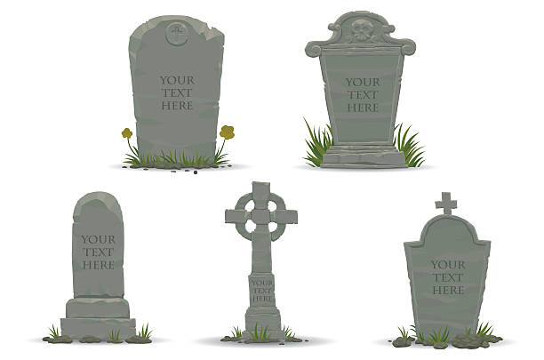 illustrazioni stock, clip art, cartoni animati e icone di tendenza di set di tombstones - tomba