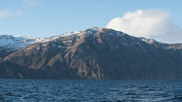 istock sea and covered by snow mountains in sunny day 501430436