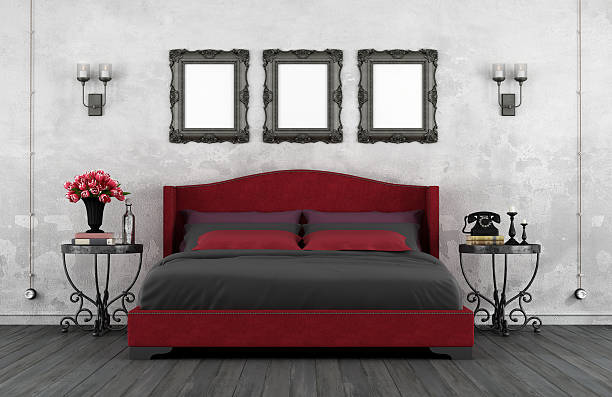 istock Retro red and black bedroom 501430620