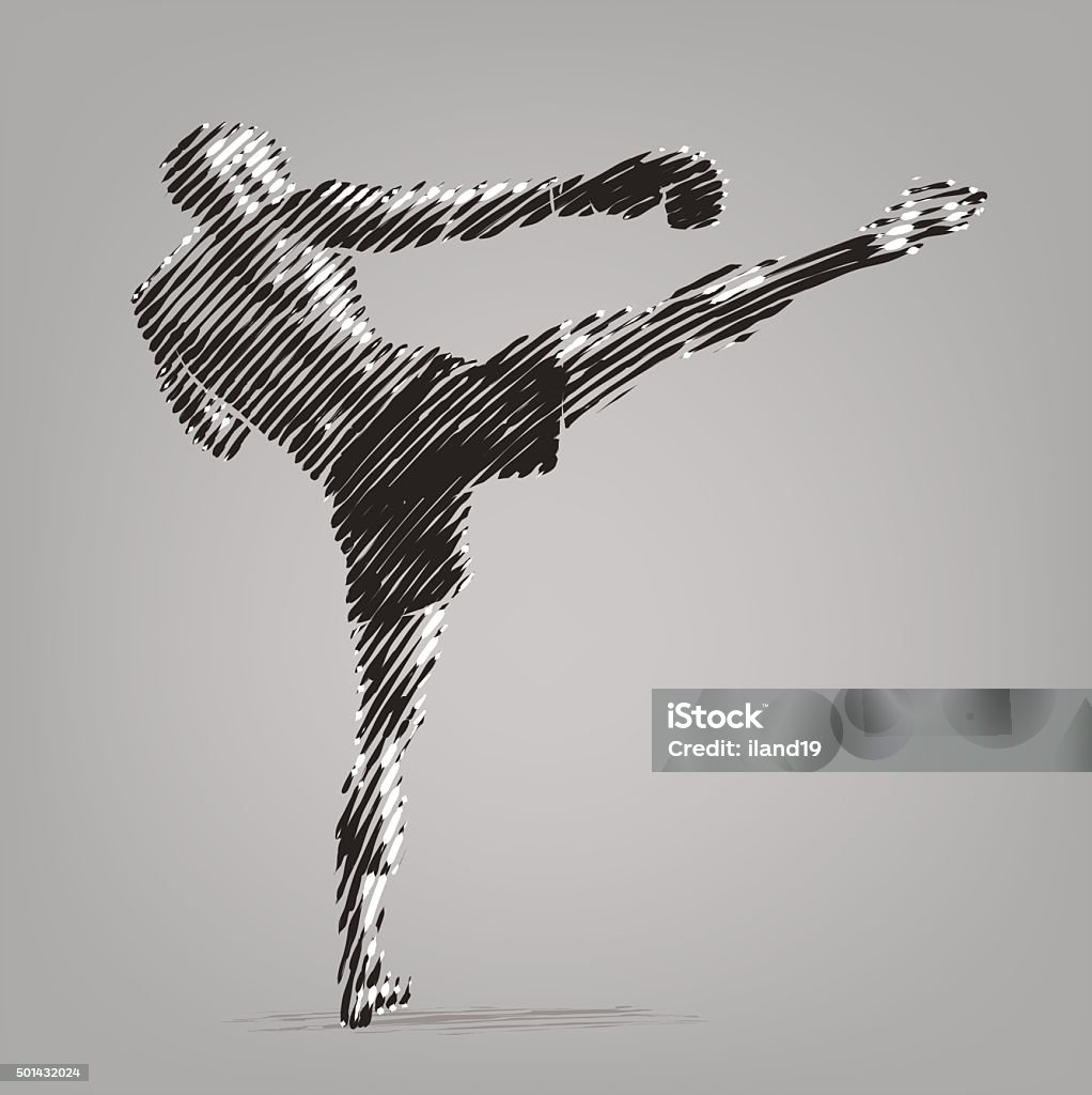 Kickboxer Graphics Kickboxer Stock Illustration - Download Image Now - Etching, Exercising ...
