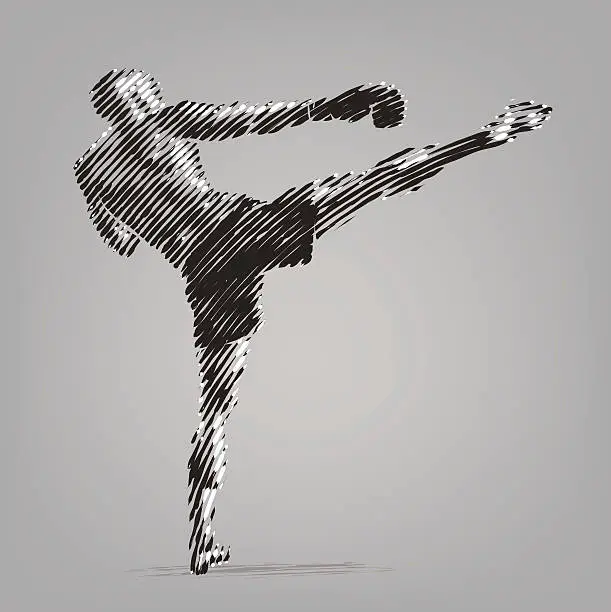 Vector illustration of Kickboxer