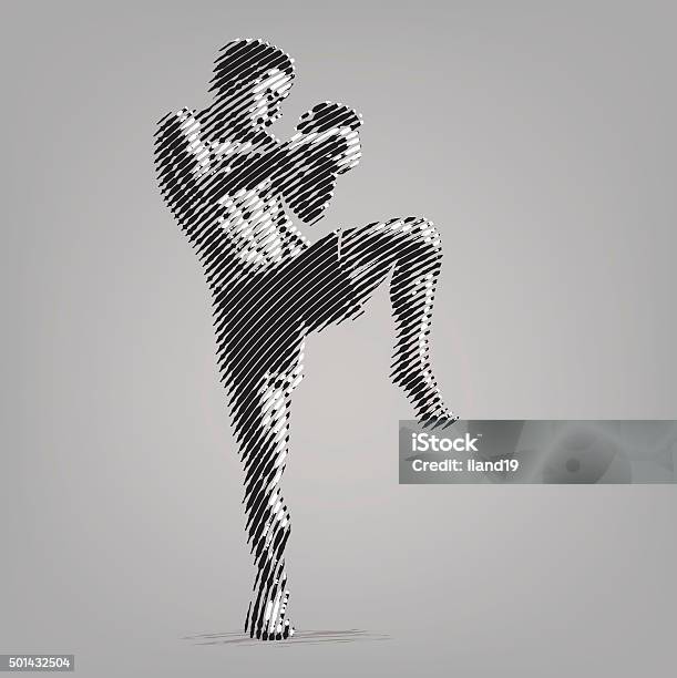 Kickboxer Stock Illustration - Download Image Now - Boxing - Sport, Pencil, Activity