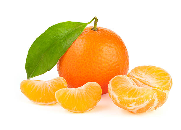 istock Orange tangerine with leaf isolated 501432754