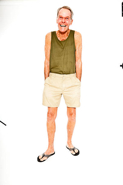 Expressive good looking senior man casual  summer dressed.