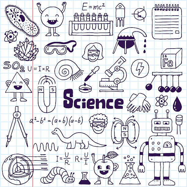 ilustrações de stock, clip art, desenhos animados e ícones de ciência escolar sarrabisco conjunto 1.  mão desenhada ilustração vetorial. - geometry mathematics drawing compass mathematical symbol