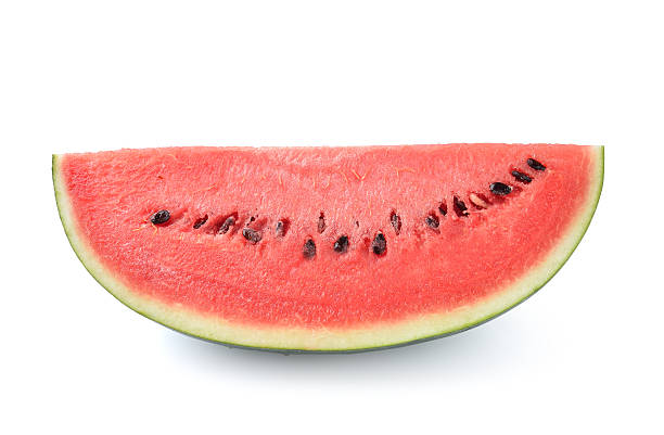 istock Slice of watermelon on white background 501442389